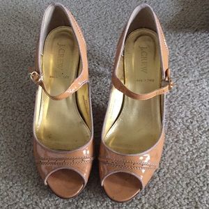 J.Crew patent leather peep toe heels